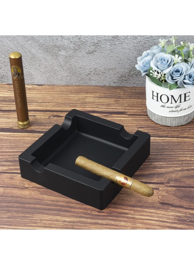 الرماد السيجار في الهواء الطلق غير قابل للكسر الحلقة الكبيرة مقياس السيليكون الرماد للفناء / خارج / داخلي / ديكور المنزل مع 4 الراحة حامل السيجار الرماد علبة الحد الأدنى - Image 4